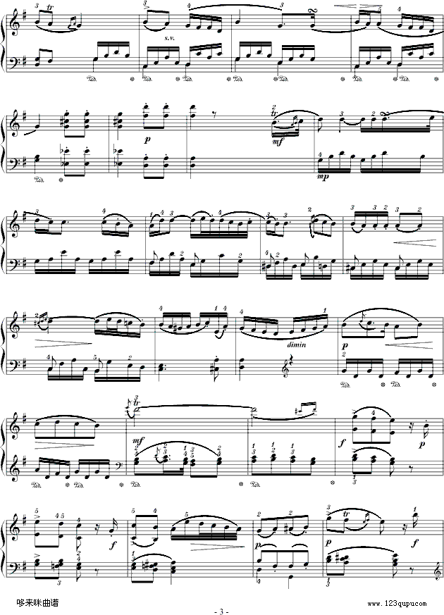 D大调奏鸣曲K.311第二乐章-莫扎特钢琴曲谱（图3）