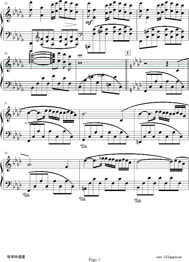 秋日私语-绝望メ前奏曲-克莱德曼钢琴曲谱（图3）