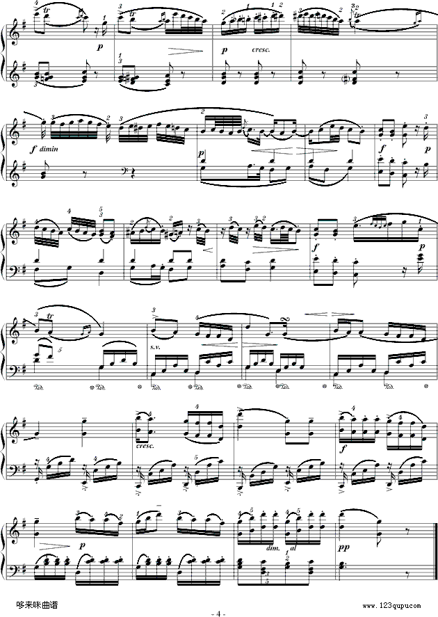 D大调奏鸣曲K.311第二乐章-莫扎特钢琴曲谱（图4）