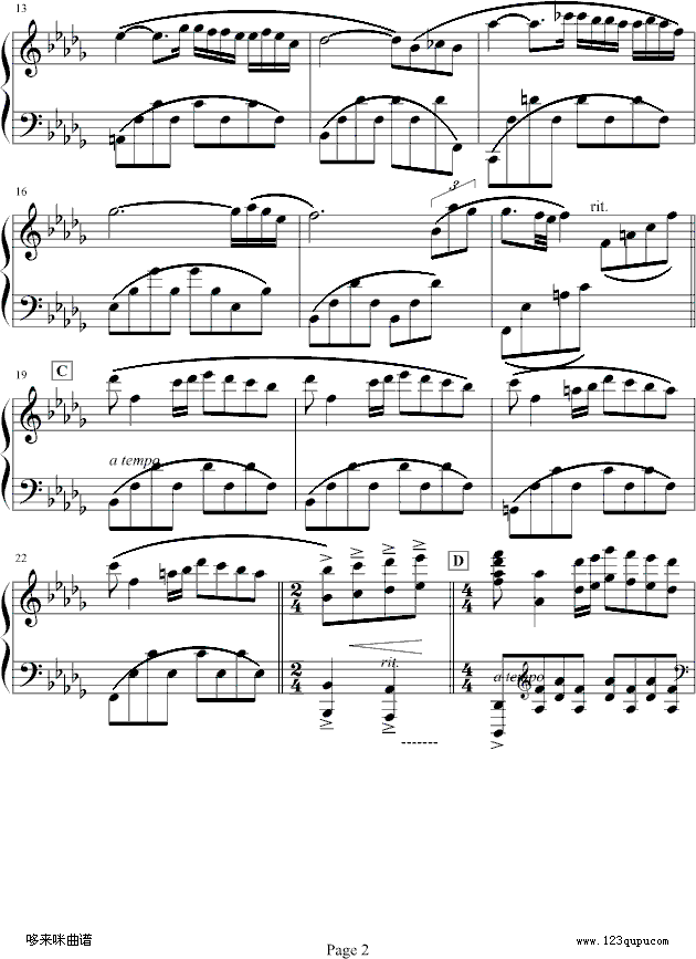 秋日私语-绝望メ前奏曲-克莱德曼钢琴曲谱（图2）