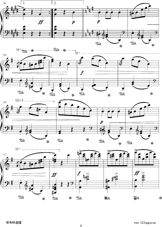 e小调圆舞曲-肖邦钢琴曲谱（图6）