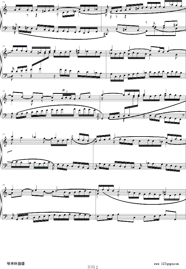 三部创意曲 No.1-巴赫钢琴曲谱（图2）