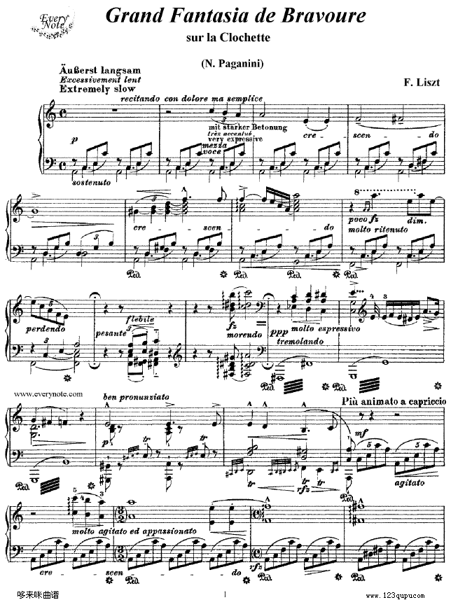 钟声大幻想曲-李斯特钢琴曲谱（图1）