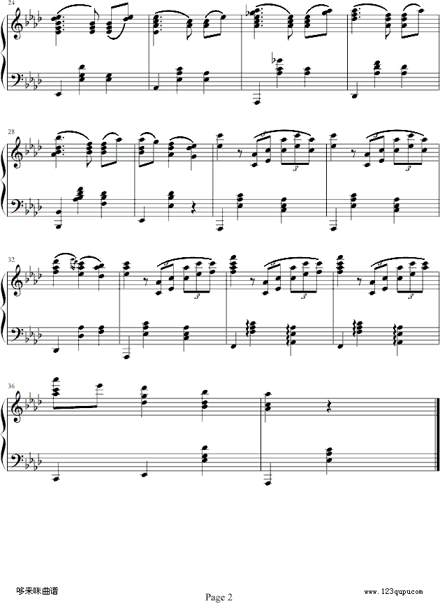 降A大调圆舞曲-勃拉姆斯钢琴曲谱（图2）