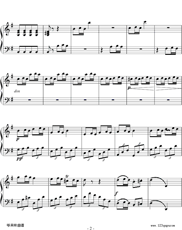 第25奏鸣曲第三乐章-贝多芬钢琴曲谱（图2）
