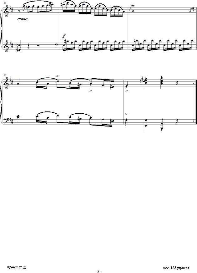 D大调奏鸣曲第一乐章K.284-莫扎特钢琴曲谱（图8）