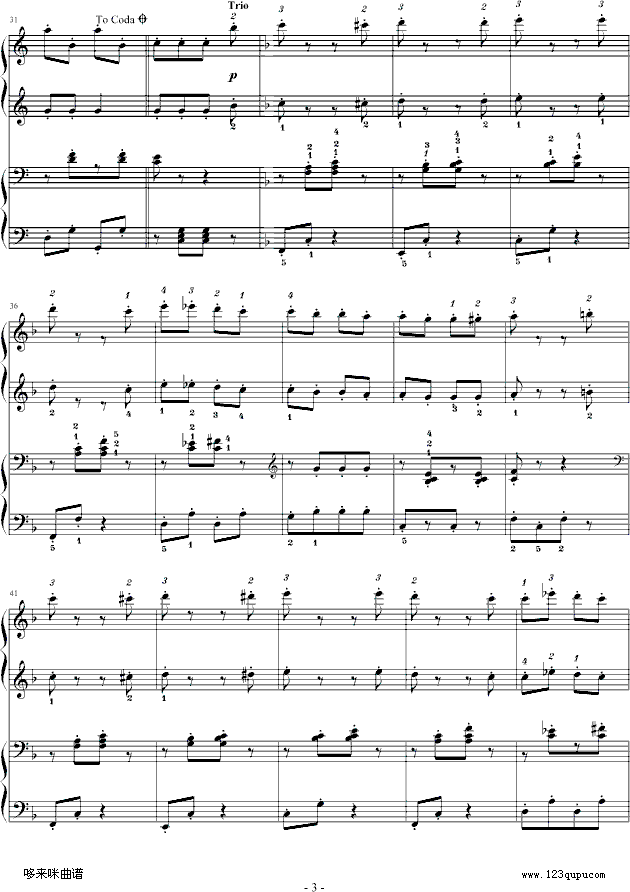 拨弦拨尔卡-约翰·施特劳斯钢琴曲谱（图3）