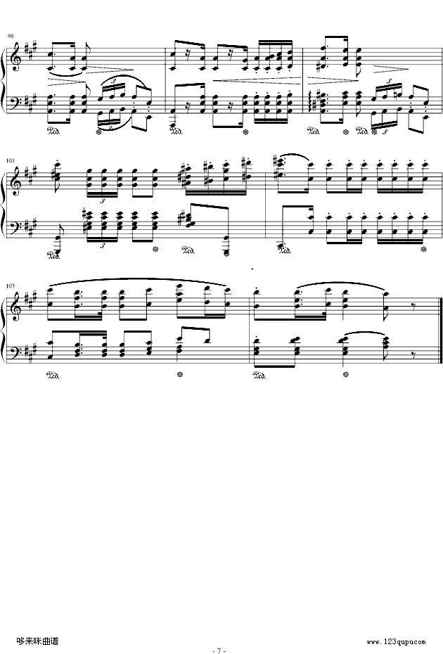 波兰军队舞曲-Op.40 No.1-肖邦钢琴曲谱（图7）