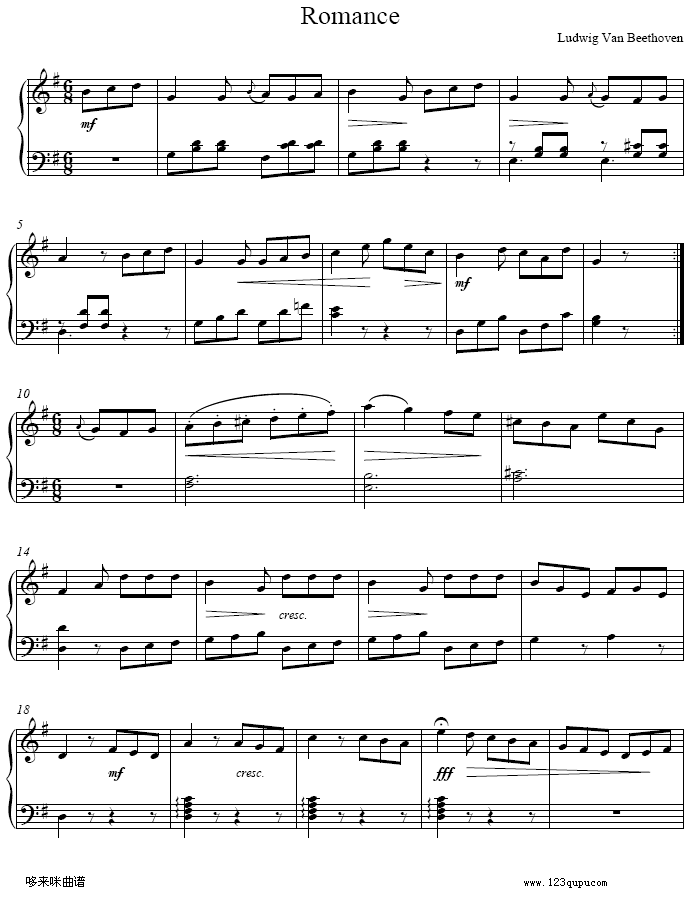 ROMANCE-贝多芬钢琴曲谱（图1）