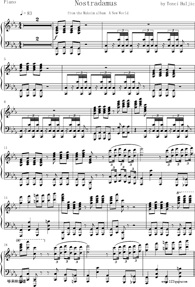 NOSTRADAMUS-马克西姆钢琴曲谱（图1）