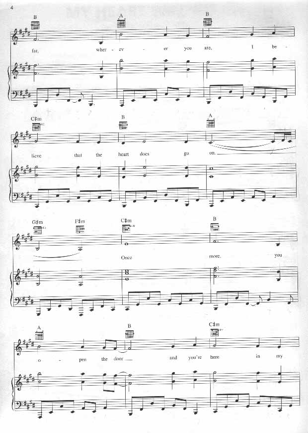 My Heart Will Go On－铁达尼号（影视线谱）[完整版]钢琴曲谱（图3）