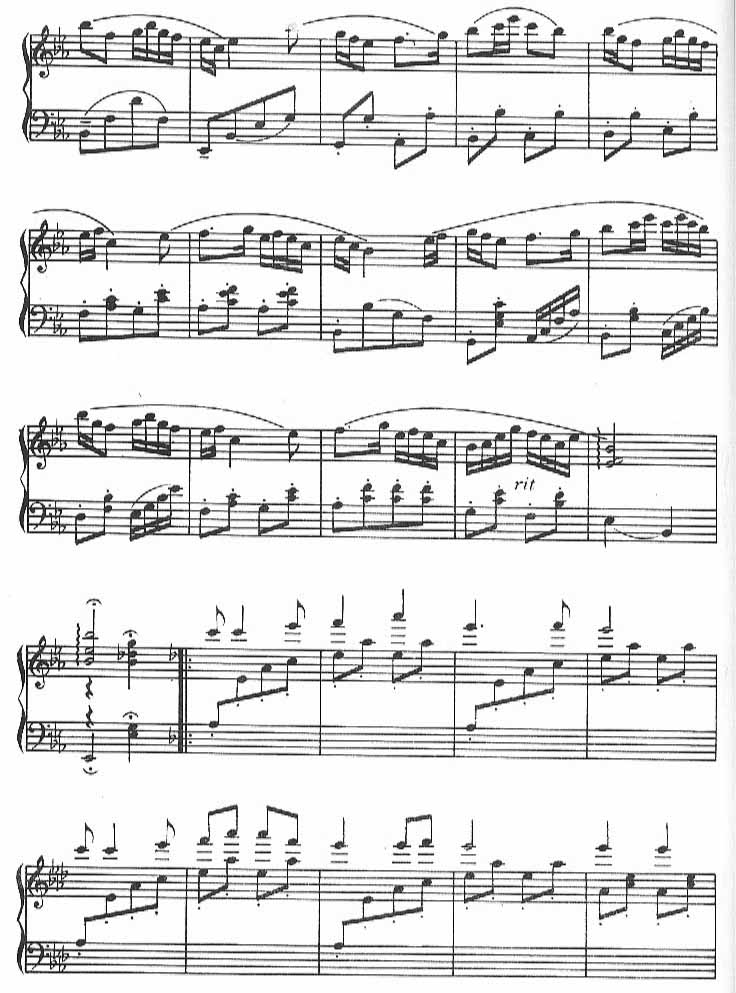 茉莉花－江苏民歌（降E调线谱）[不同版本]钢琴曲谱（图2）