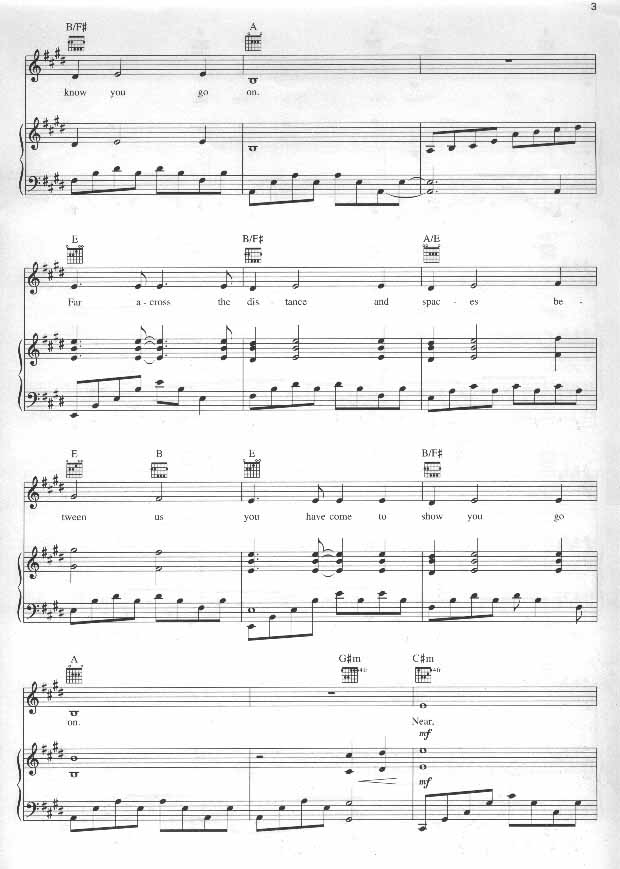 My Heart Will Go On－铁达尼号（影视线谱）[完整版]钢琴曲谱（图2）