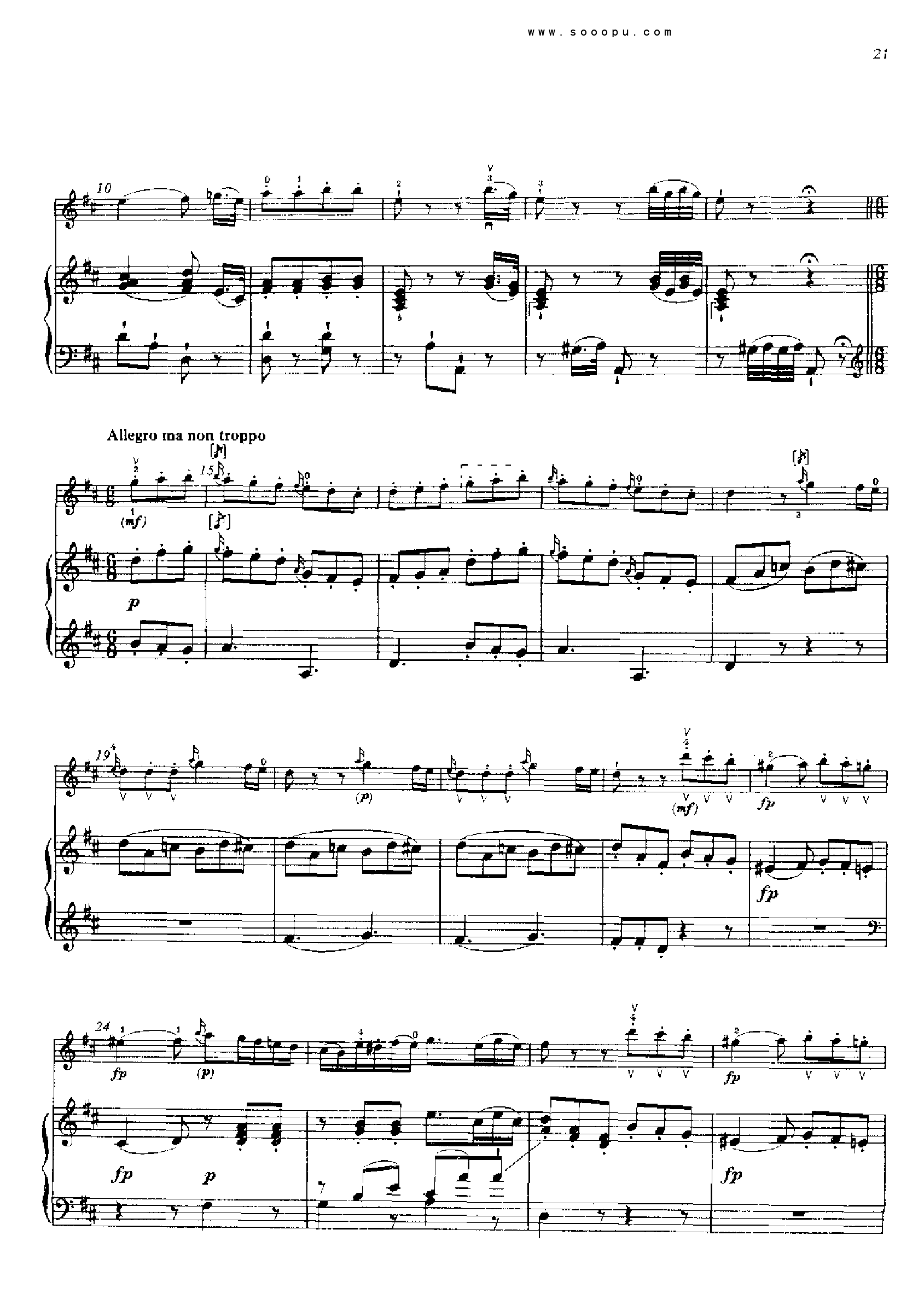 D大调第四小提琴协奏曲 KV218 键盘类 钢琴钢琴曲谱（图20）