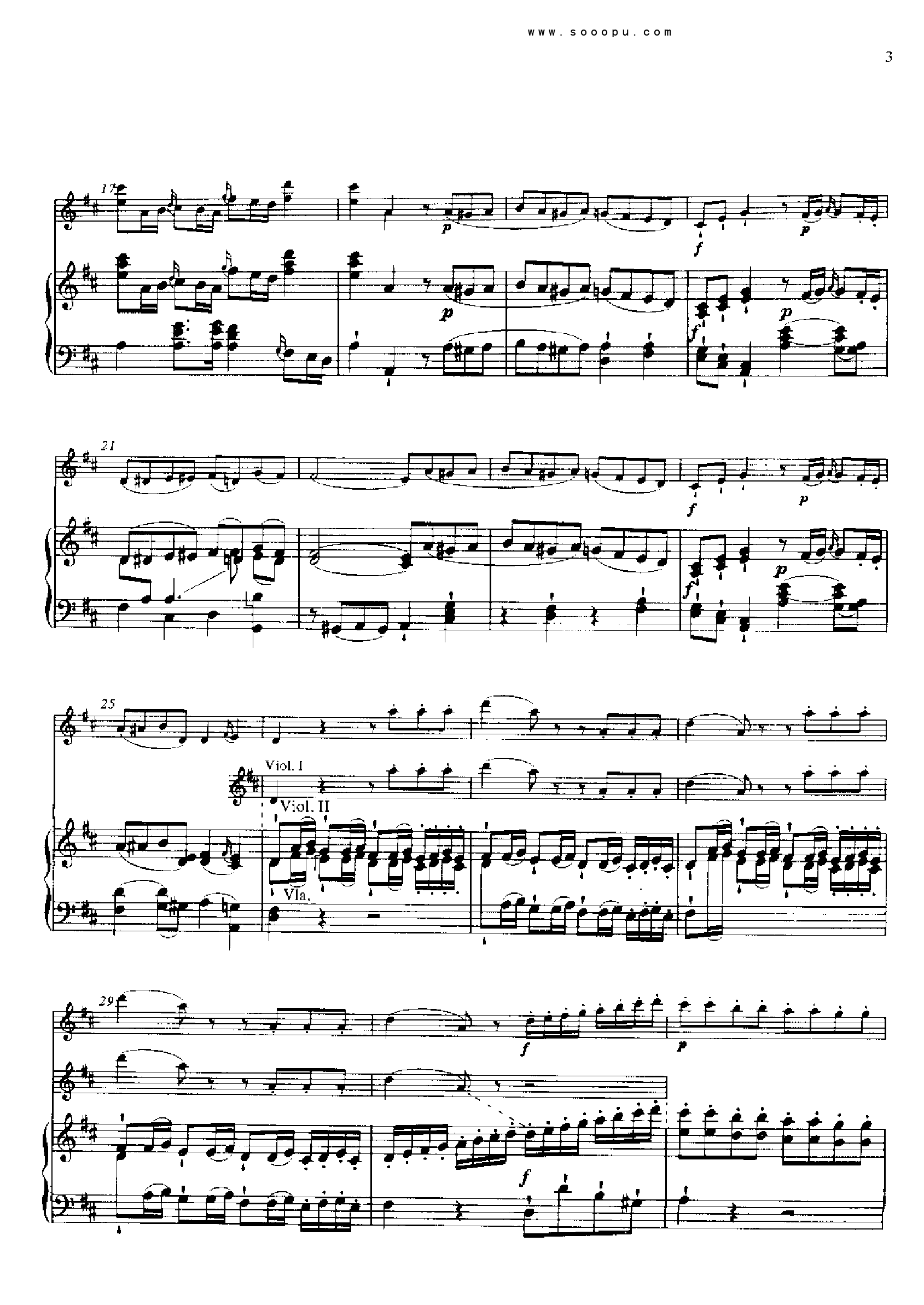 D大调第四小提琴协奏曲 KV218 键盘类 钢琴钢琴曲谱（图2）