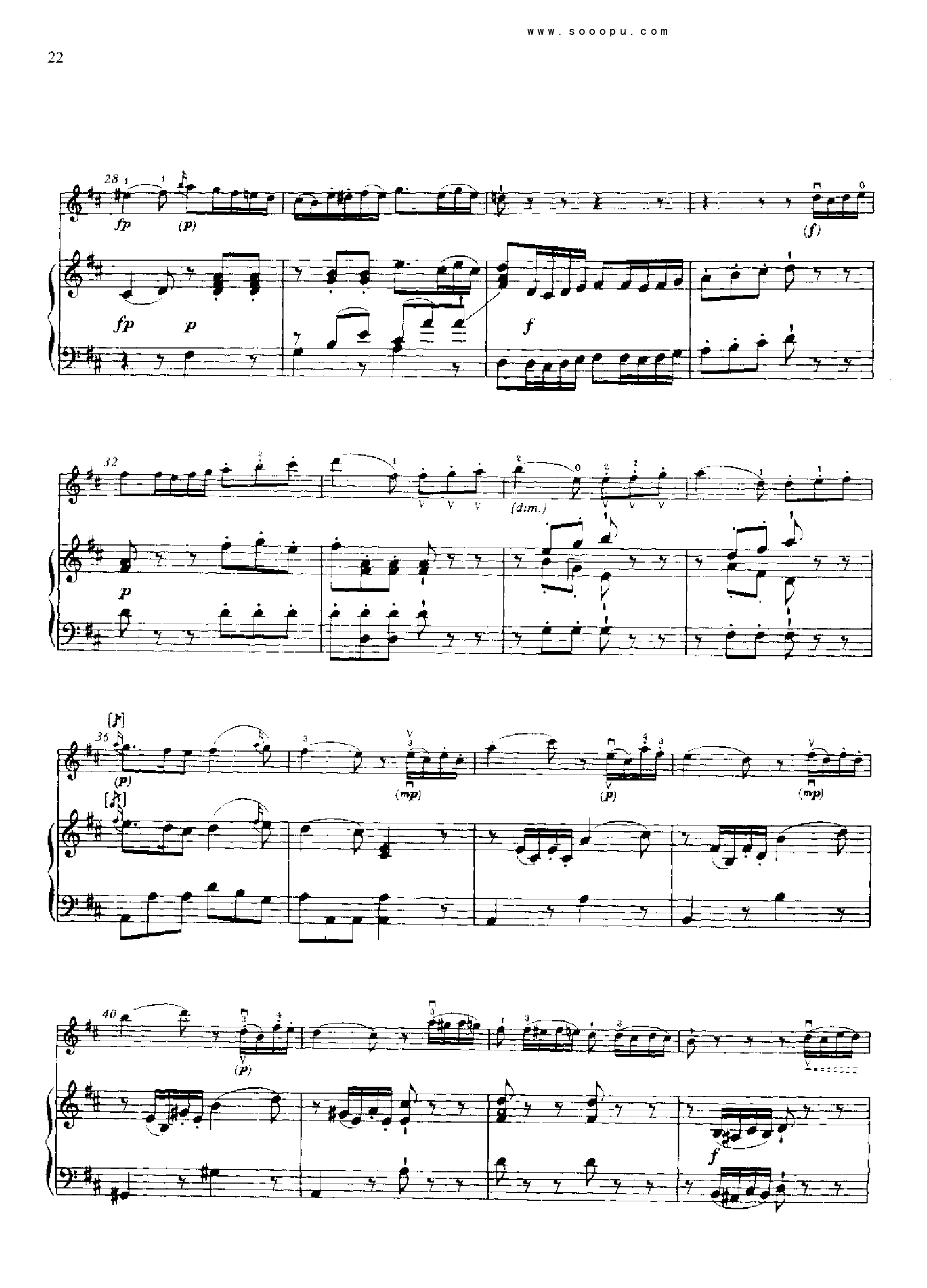 D大调第四小提琴协奏曲 KV218 键盘类 钢琴钢琴曲谱（图21）
