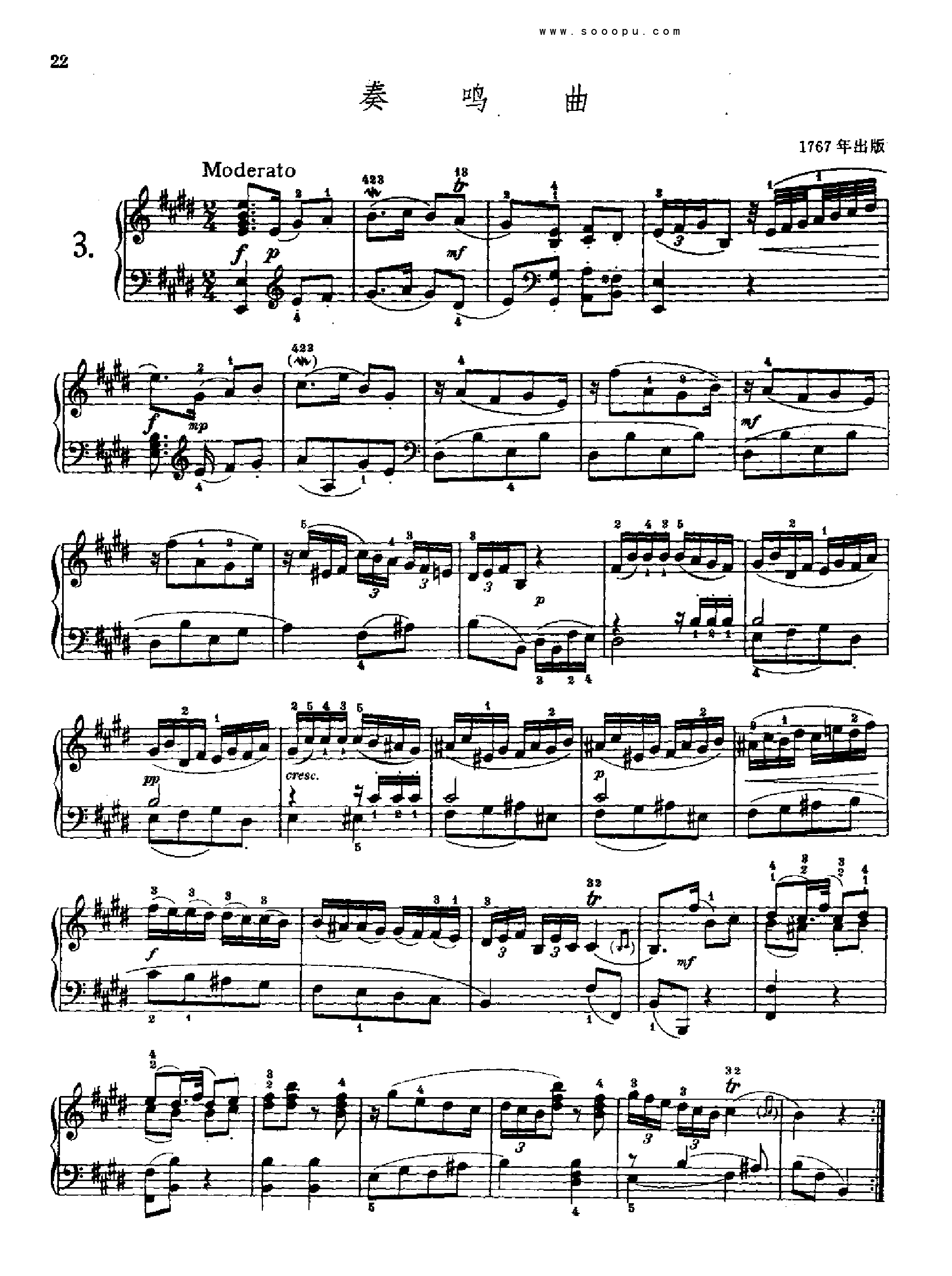 奏鸣曲三1767年出版 键盘类 钢琴钢琴曲谱（图1）