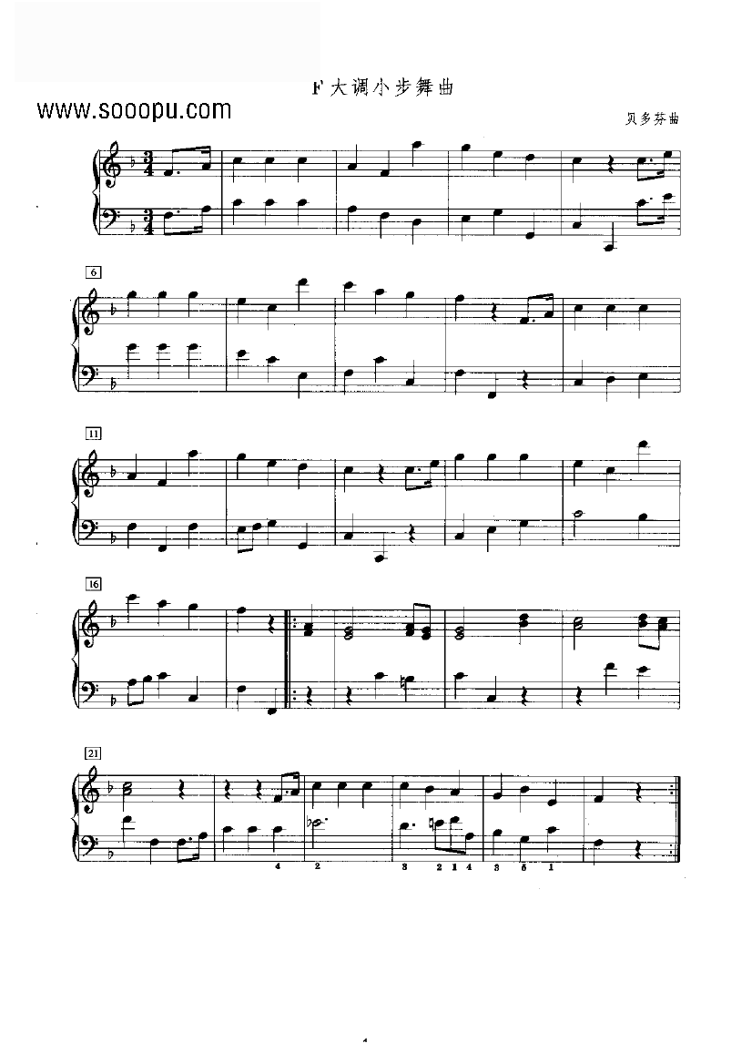 F大调小步舞曲 键盘类 钢琴钢琴曲谱（图1）