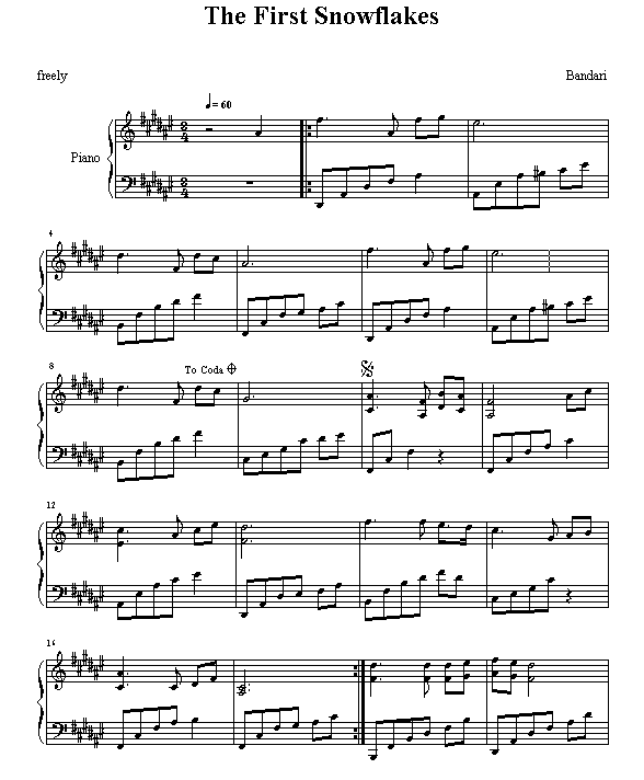 初雪钢琴曲谱（图1）