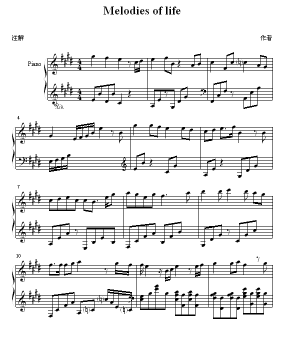 最终幻想9 MELODIES OF LIFE钢琴曲谱（图1）