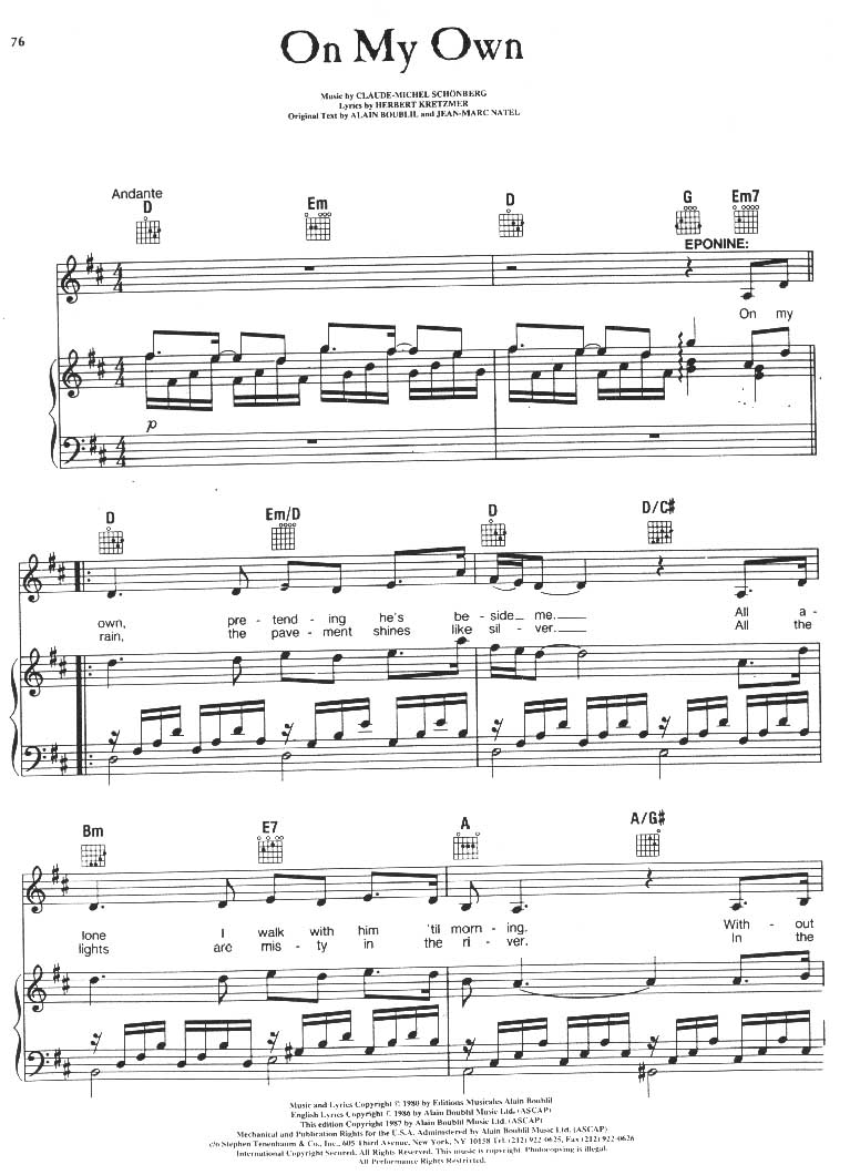 On my own钢琴曲谱（图1）