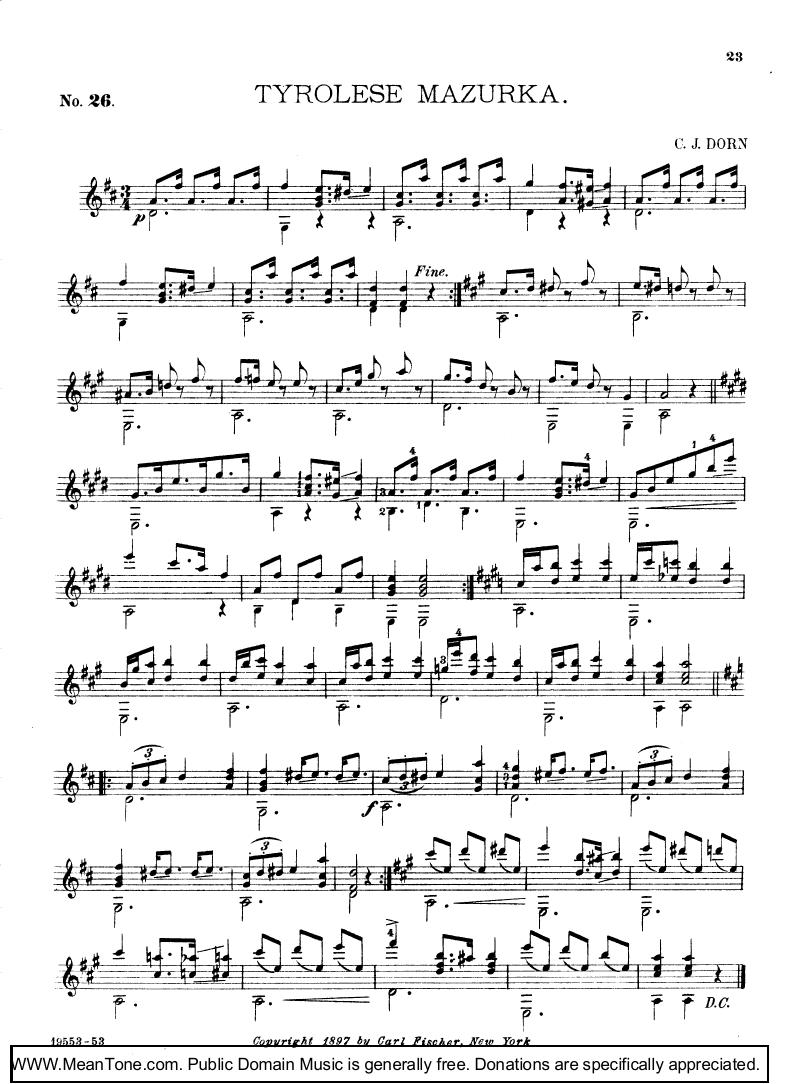 Tyrolese Mazurka钢琴曲谱（图1）