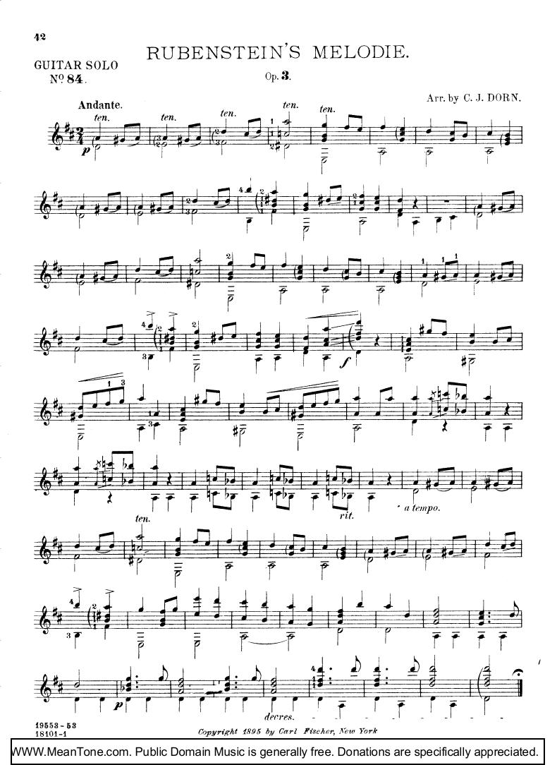 Rubensteins Melodie钢琴曲谱（图1）