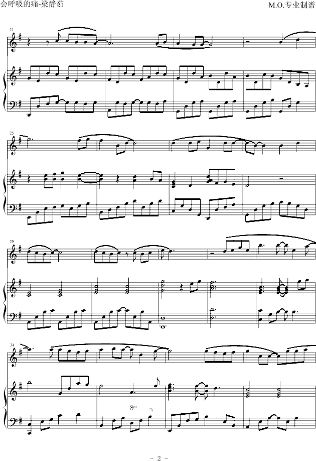 会呼吸的痛钢琴曲谱（图2）