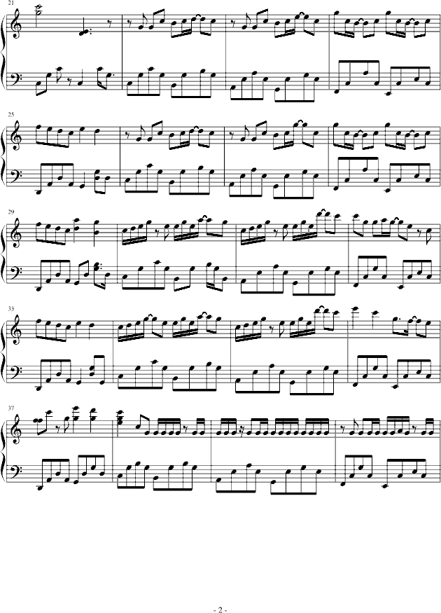 五月天钢琴曲谱（图2）