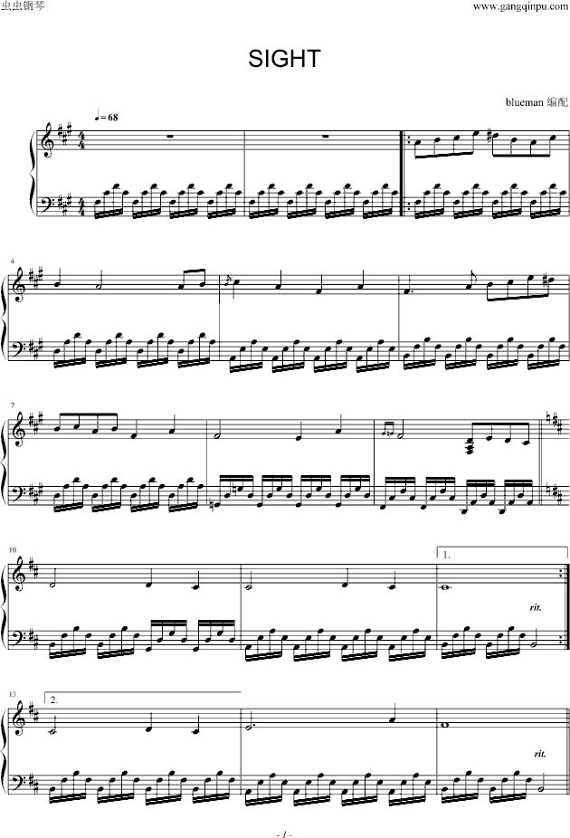 Sight钢琴曲谱（图1）