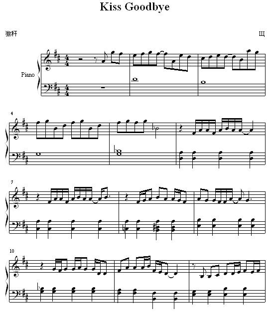 kiss goodbye钢琴曲谱（图1）