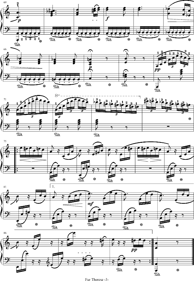 献给爱丽丝-带指法钢琴曲谱（图3）
