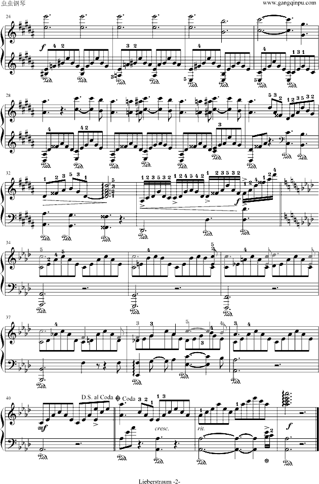 爱之梦（简化版）-带指法钢琴曲谱（图2）