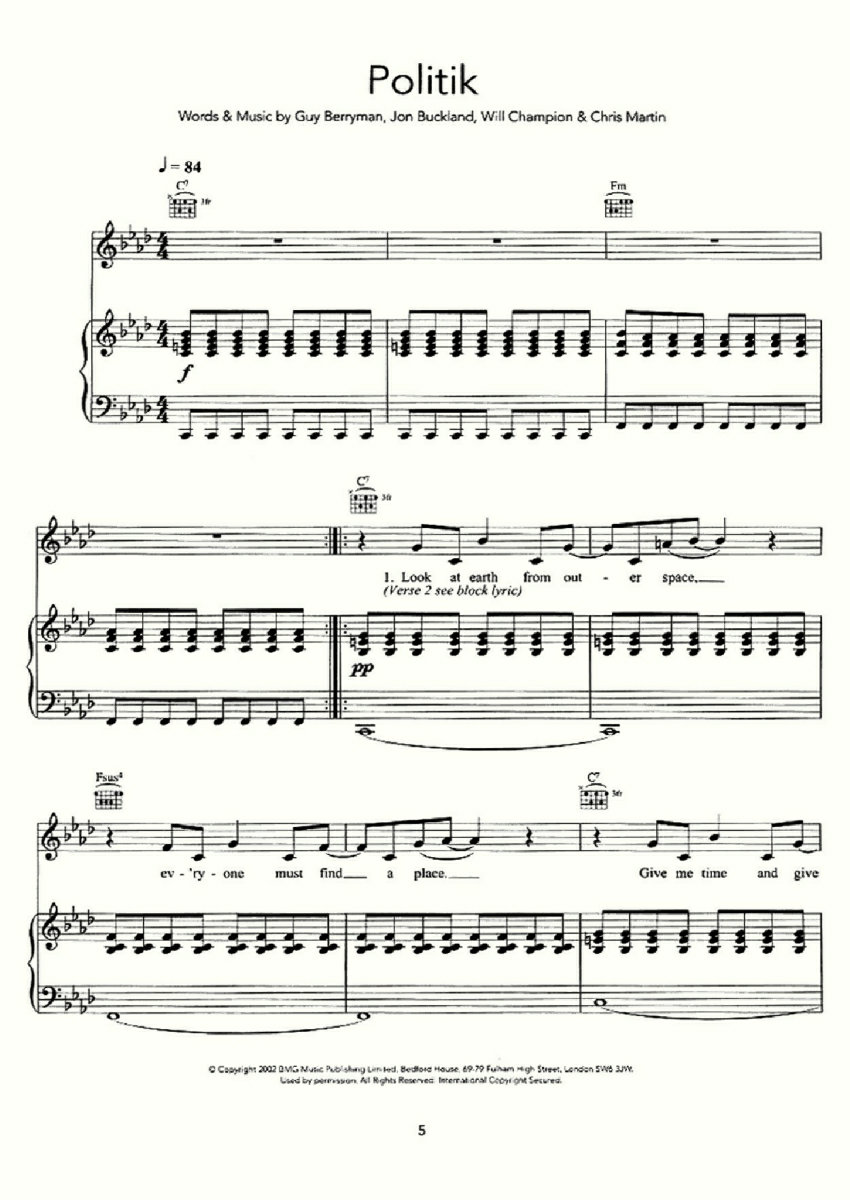 POLITIK钢琴曲谱（图1）