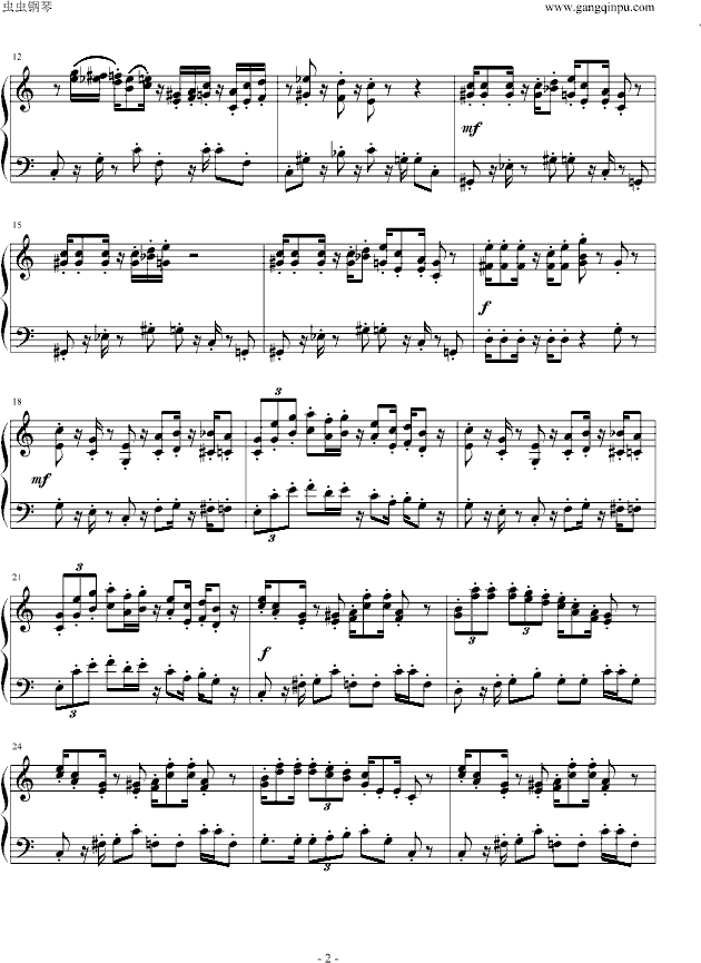 超级玛莉 Super Mario Bros.（完全优化版）钢琴曲谱（图2）