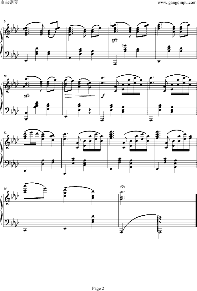 降A大调圆舞曲Op39NO.15钢琴曲谱（图2）