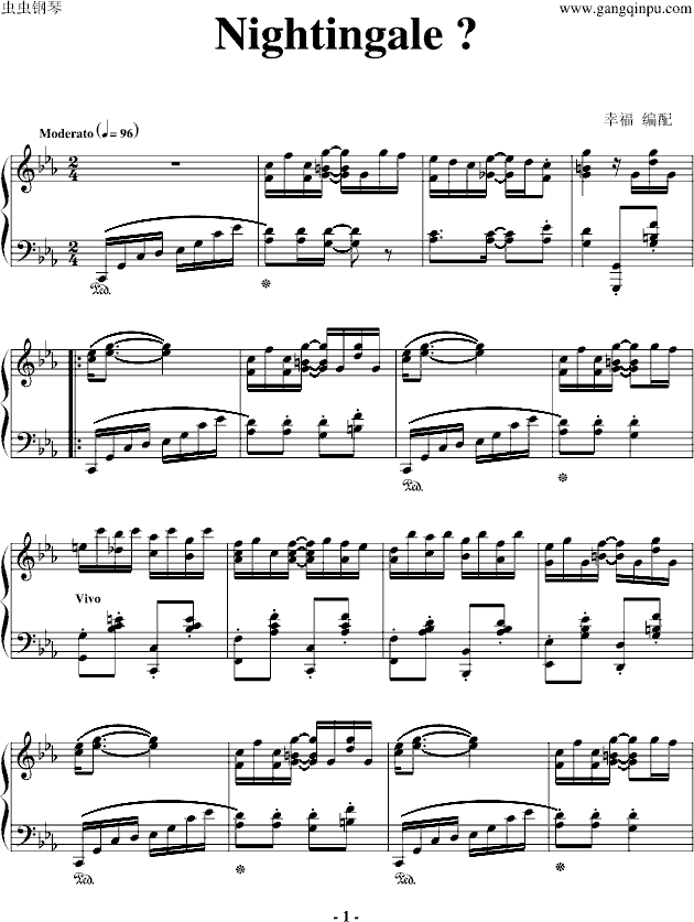 Nightingale钢琴曲谱（图1）