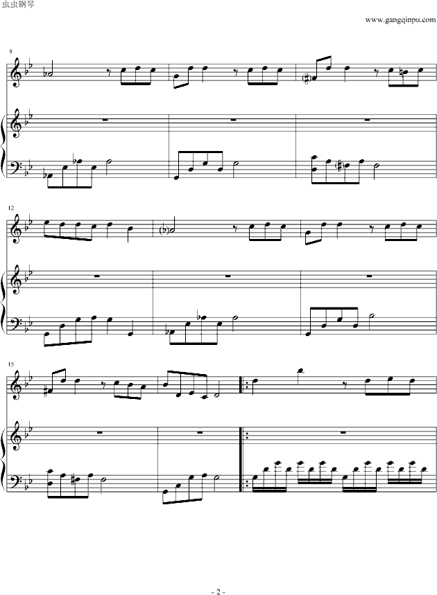 白色旋律钢琴曲谱（图2）