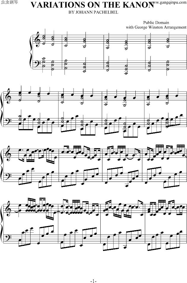 VARIATIONS ON THE KANON钢琴曲谱（图1）