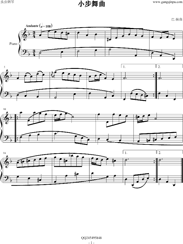 小步舞曲No.10钢琴曲谱（图1）