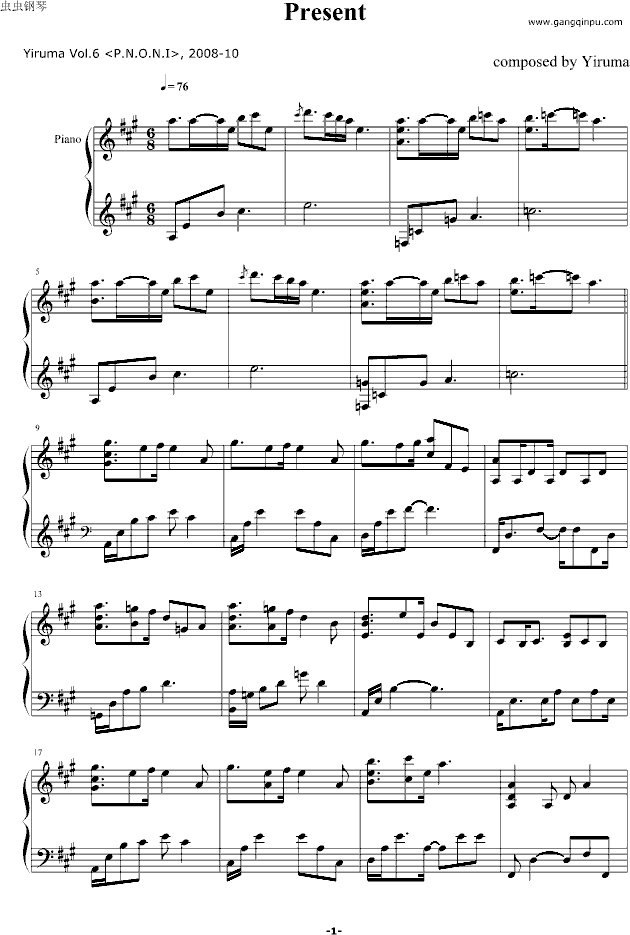 Present钢琴曲谱（图1）