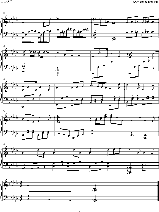snow flower钢琴曲谱（图2）