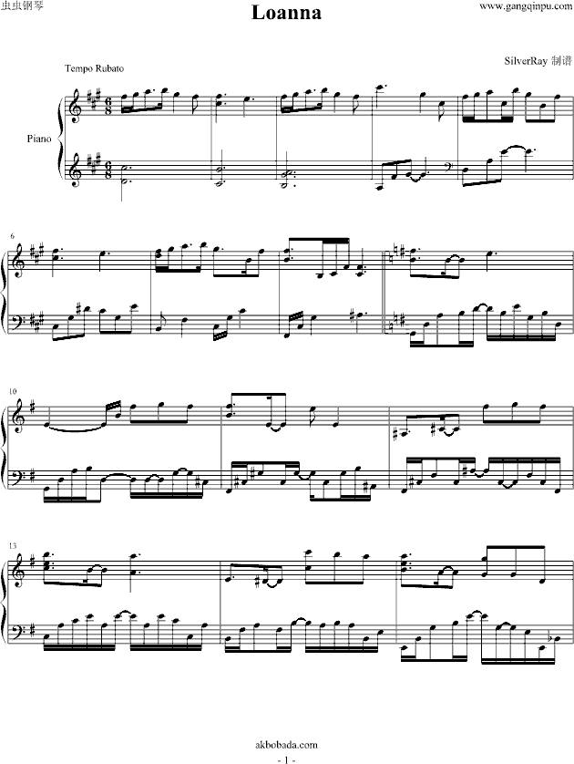 Loanna钢琴曲谱（图1）
