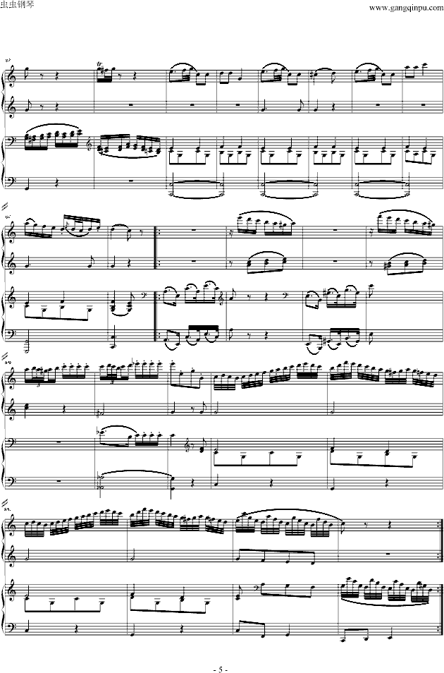 C大调四手联弹琴奏鸣曲（第三乐章）钢琴曲谱（图5）
