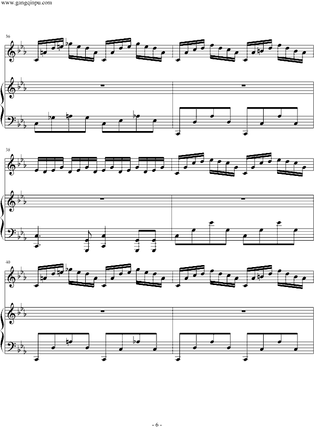 白色的旋律钢琴曲谱（图6）