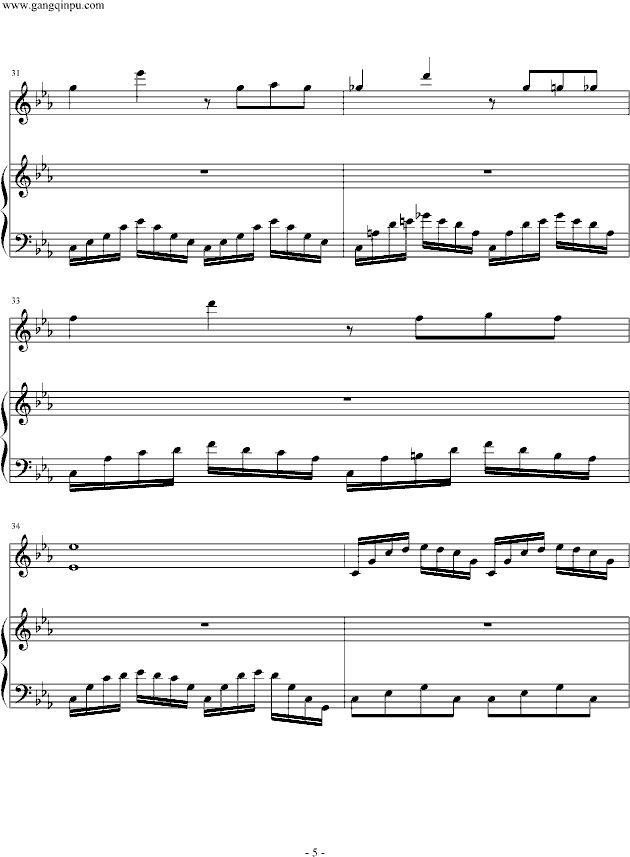 白色的旋律钢琴曲谱（图5）