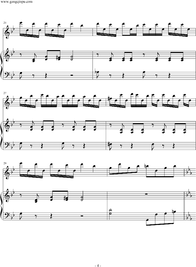 白色的旋律钢琴曲谱（图4）