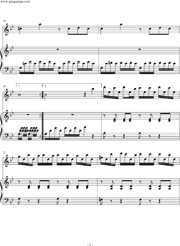 白色的旋律钢琴曲谱（图3）