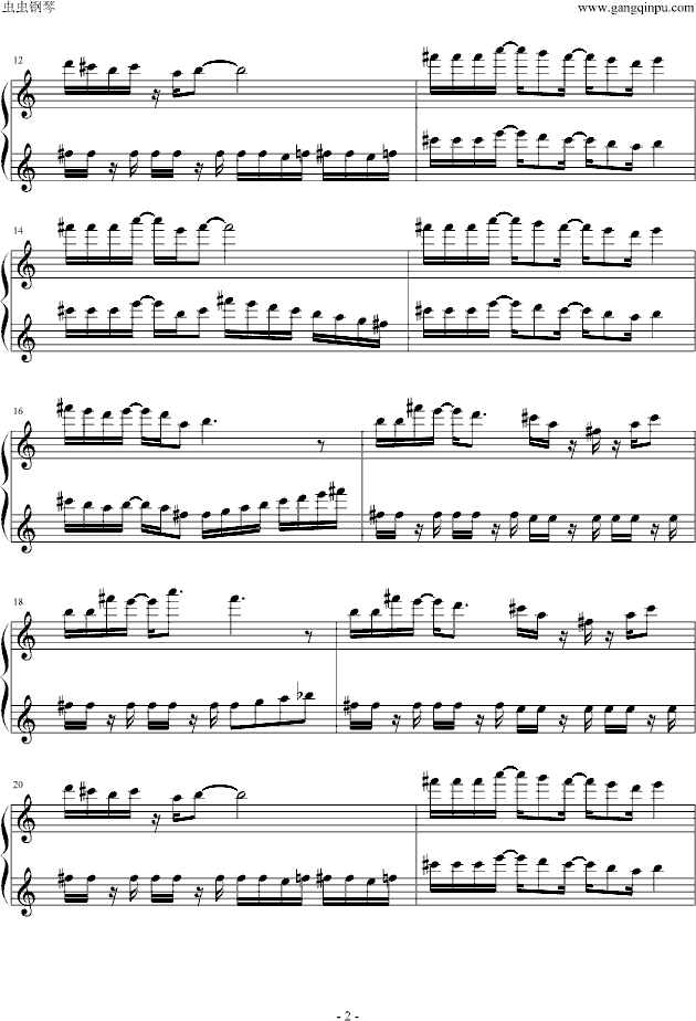 经典热血音乐（FC物语）钢琴曲谱（图2）