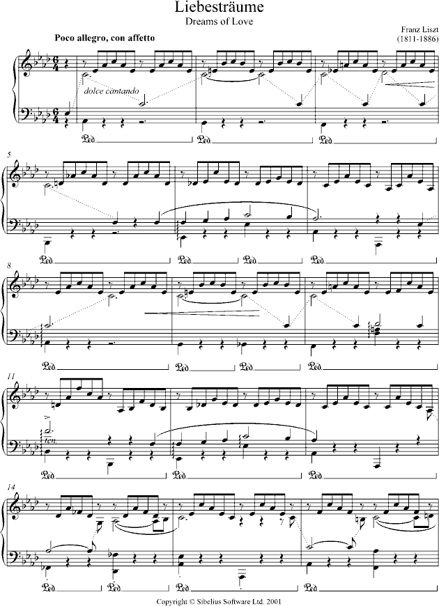 Liebestraume钢琴曲谱（图1）